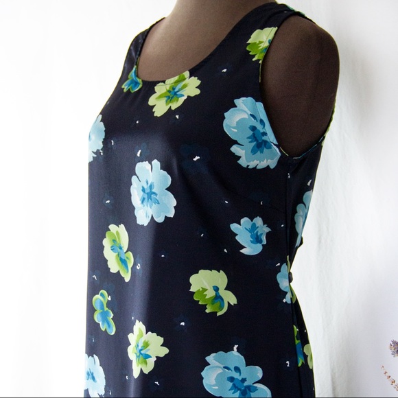 Y2K Navy Floral Tie Back Dress - Picture 5 of 7